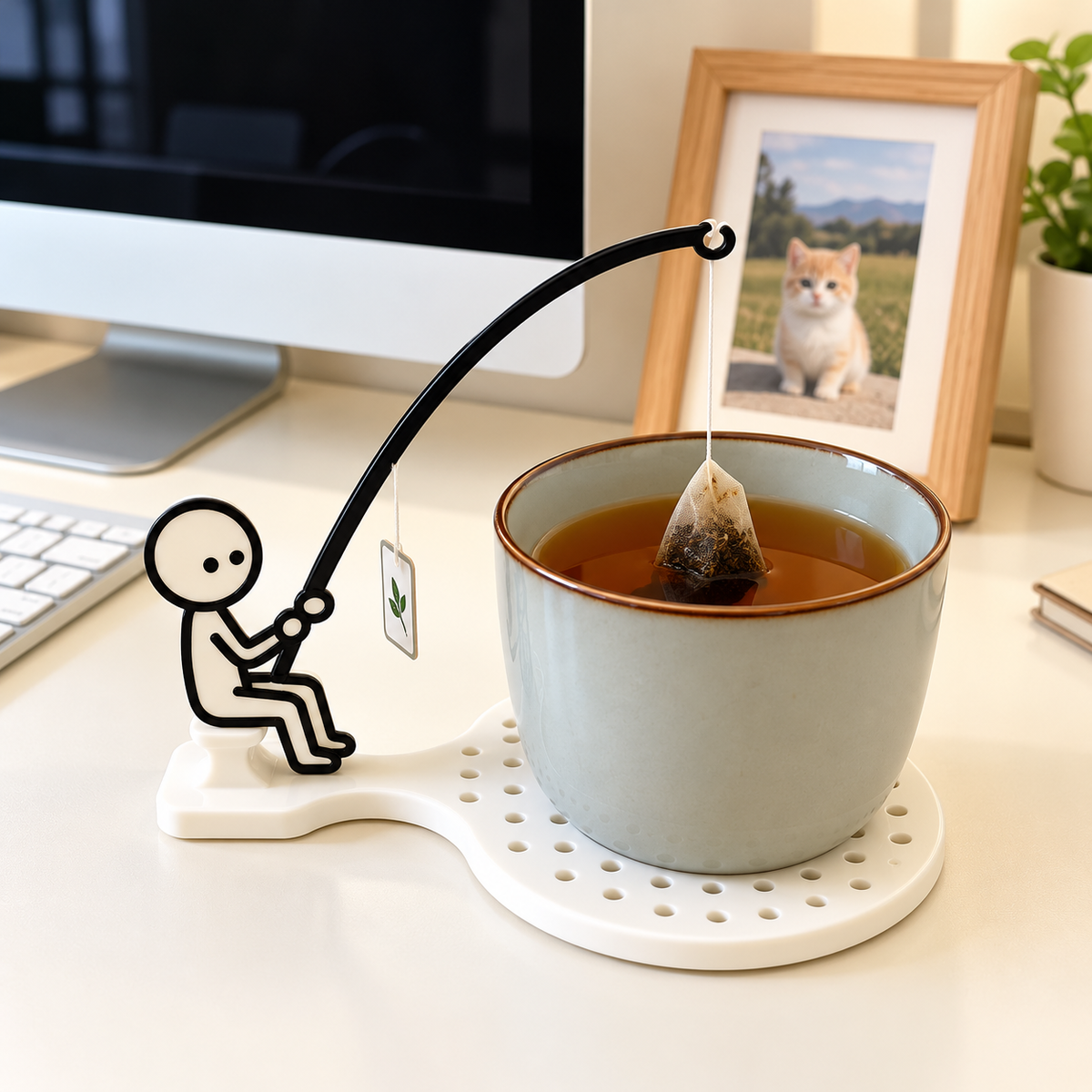 Soporte para bolsitas de té con pescador 🎣