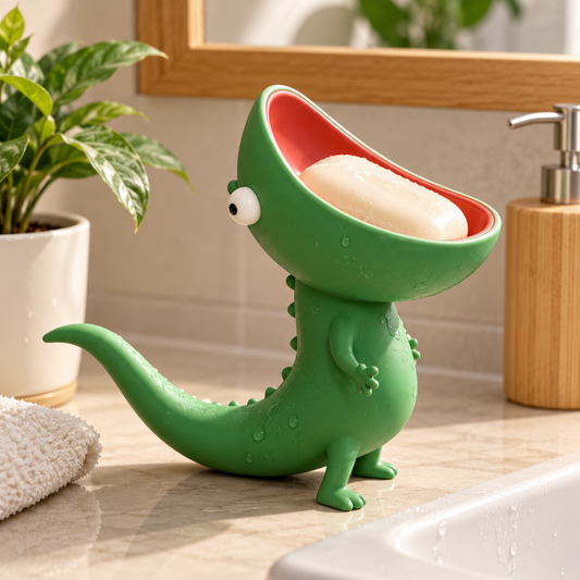 Jabonera de lagarto con la boca abierta 🦎