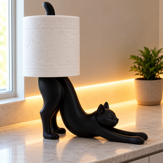 Portarrollos con forma de gato estirándose 🐈‍⬛