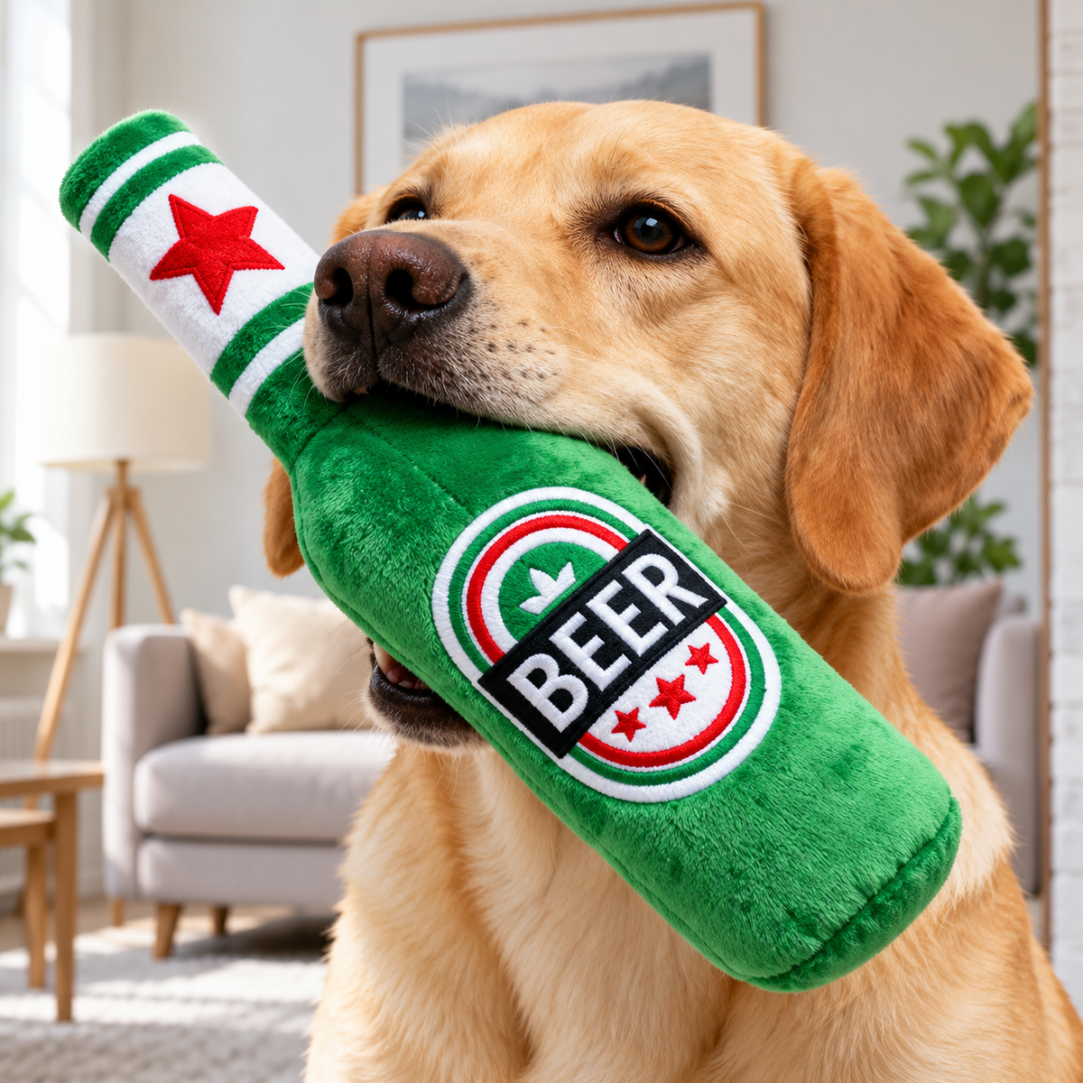 Juguete para perro con forma de botella de cerveza 🍺🐶