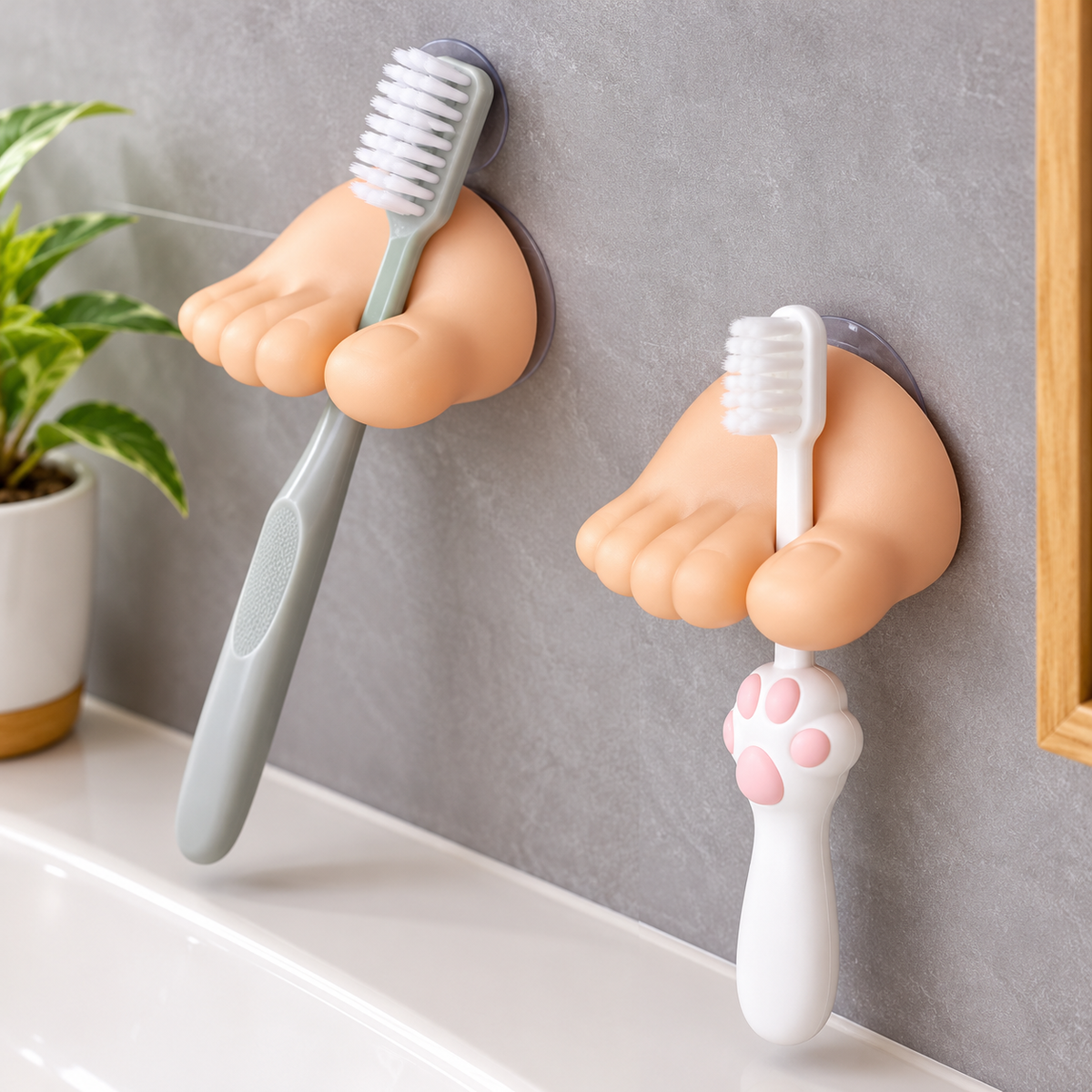Portacepillos con forma de pies 🦶 (2 uds)