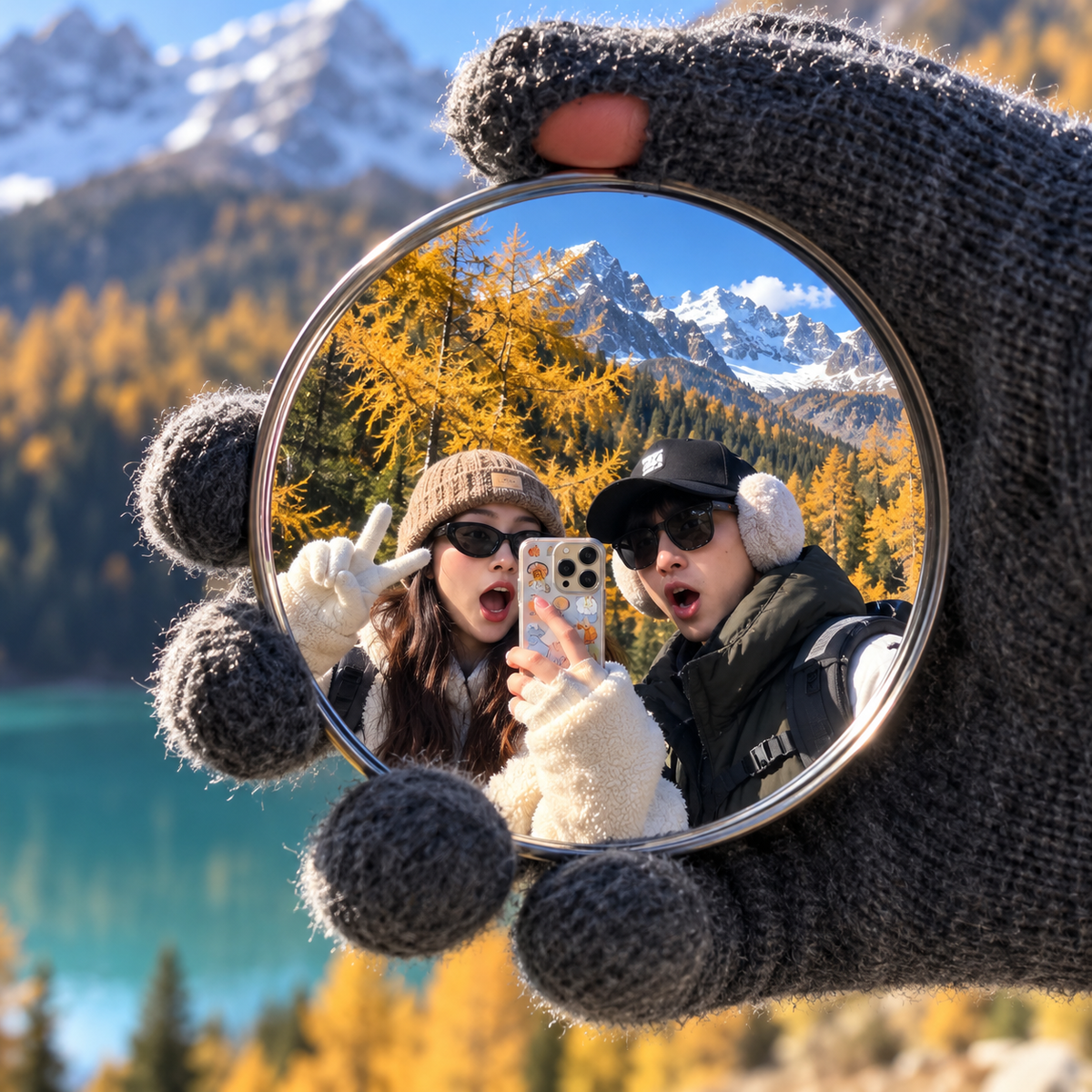 Espejo redondo para selfies de viaje 🪞