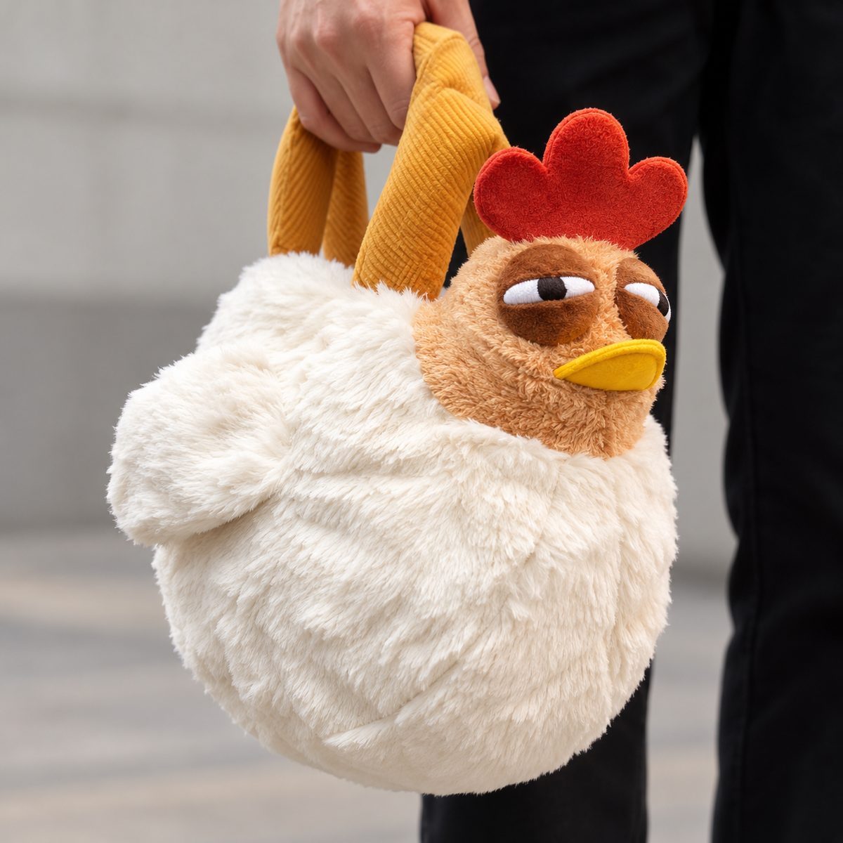 Bolso de peluche con forma de gallina 🐔