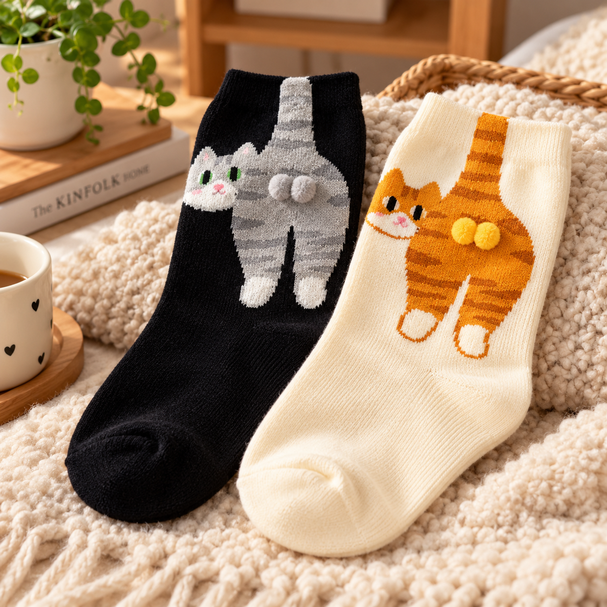 Calcetines con culito de gato en 3D 🐱